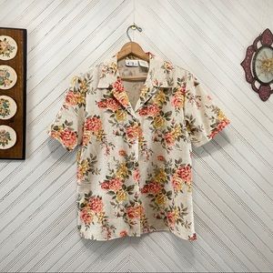 Floral Linen Blend Button Down